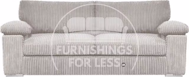 Furnishings For Less UK Delta 3 Seater Fabric Sofa in Silver Jumbo Cord with Padded Arms