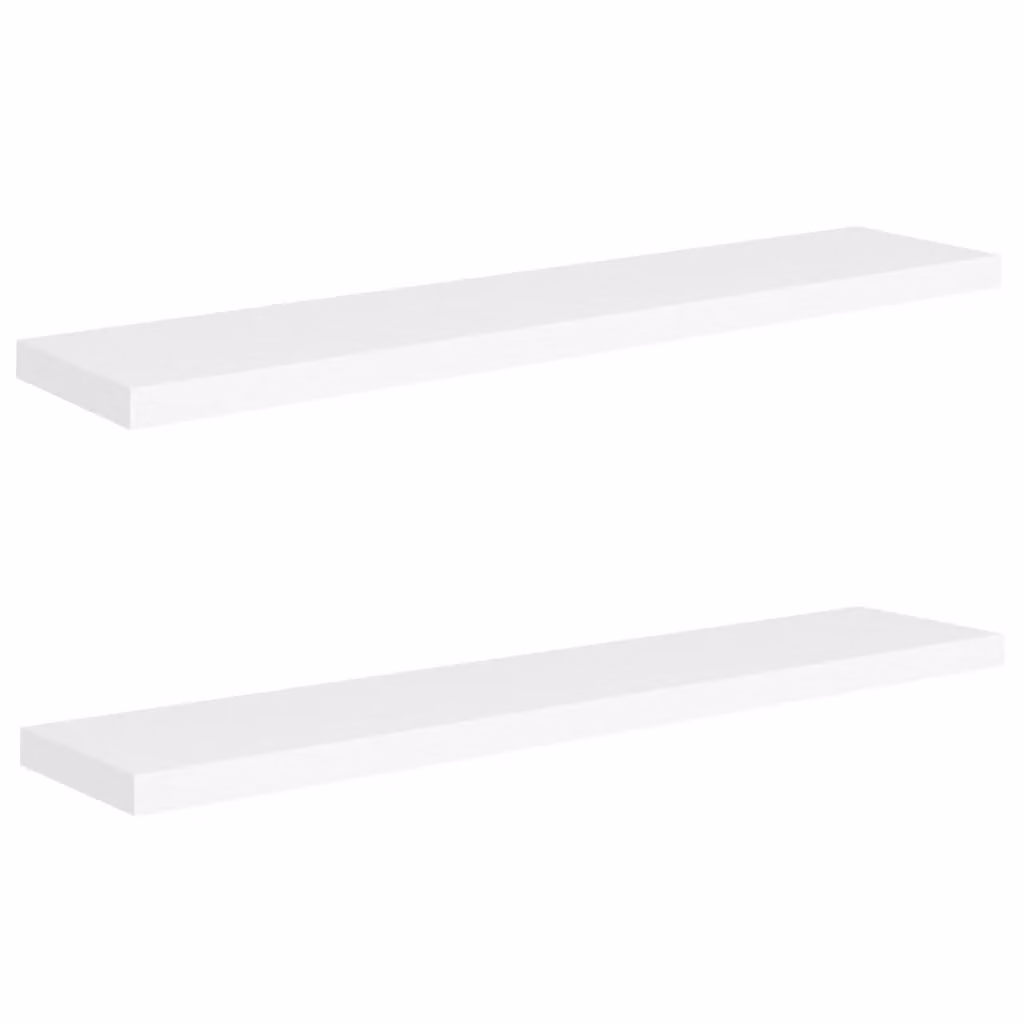 Berkfield Home Floating Wall Shelves, 2 Piece Set, White, W: 120 cm, D: 23.5 cm, H: 3.8 cm – 2