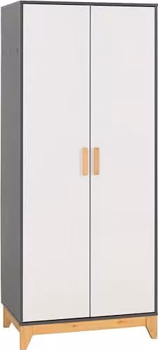 Seconique Cleveland 2 Door Double Wardrobe in White and Grey Industrial Style, W/D/H: 192 x 52 x 80 cm – 1