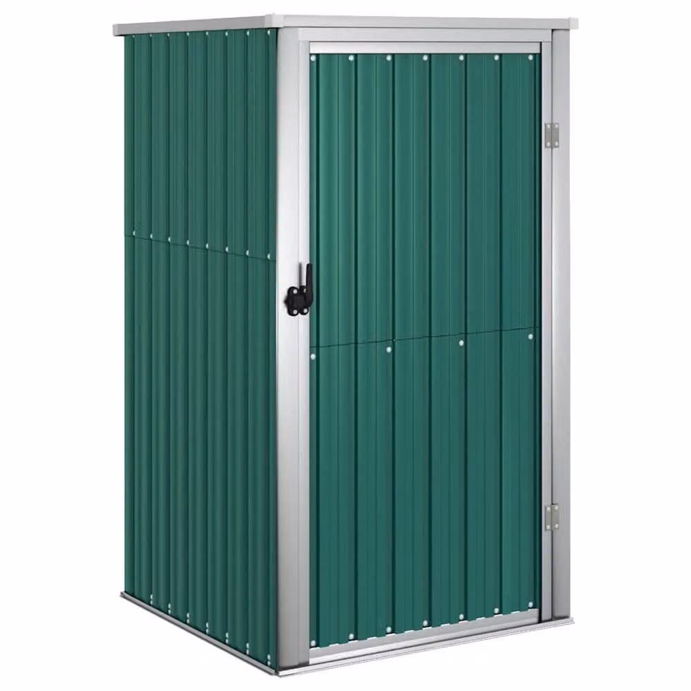 Berkfield Home Green Galvanised Steel Garden Tool Shed Tall Cabinet W/D/H: 88 x 89 x 161 cm – 3