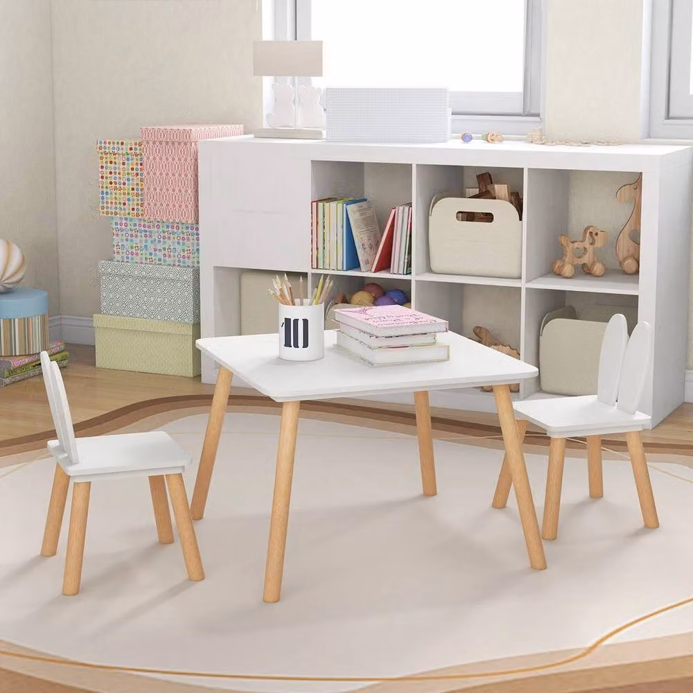 VOGREX White Kids Multi-Purpose Table and Chair Set – 2