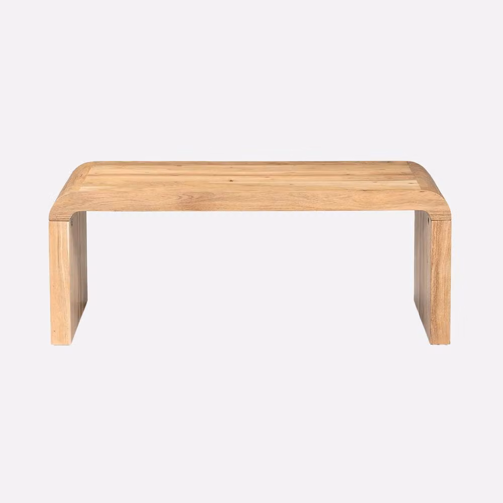 sweeek Rectangular Solid Acacia Wood Coffee Table in Brown, W/D/H: 100 x 50 x 40 cm – 2