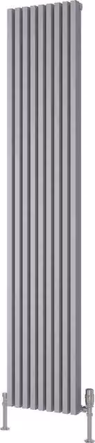Bathroom Kingdom Albano Silver Designer Vertical Aluminium Radiator H: 180 cm, W: 35 cm
