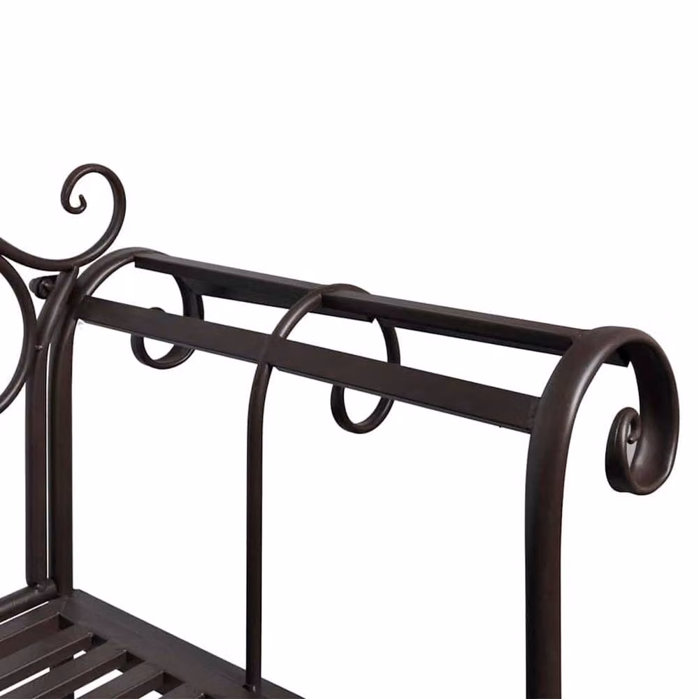 Berkfield Home Metal Garden Bench in Antique Brown, Width: 132 cm – 2