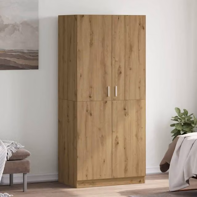 Berkfield Home Artisan Oak Wardrobe in Brown, W/D/H: 80 x 52 x 180 cm