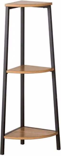 FLAVORA Modern 3 Tier Freestanding Corner Bathroom Storage Shelf in Brown and Black