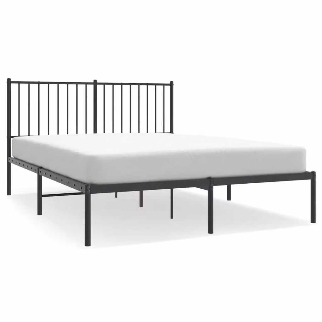 Berkfield Home Metal Bed Frame with Headboard, Black, W: 140 cm, L: 190 cm – 2
