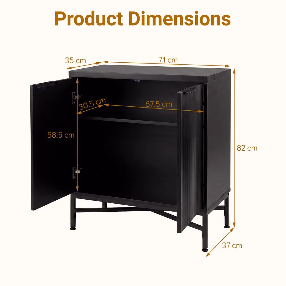Costway Modern Fluted Sideboard Buffet Cabinet with 2 Doors in Black – 2