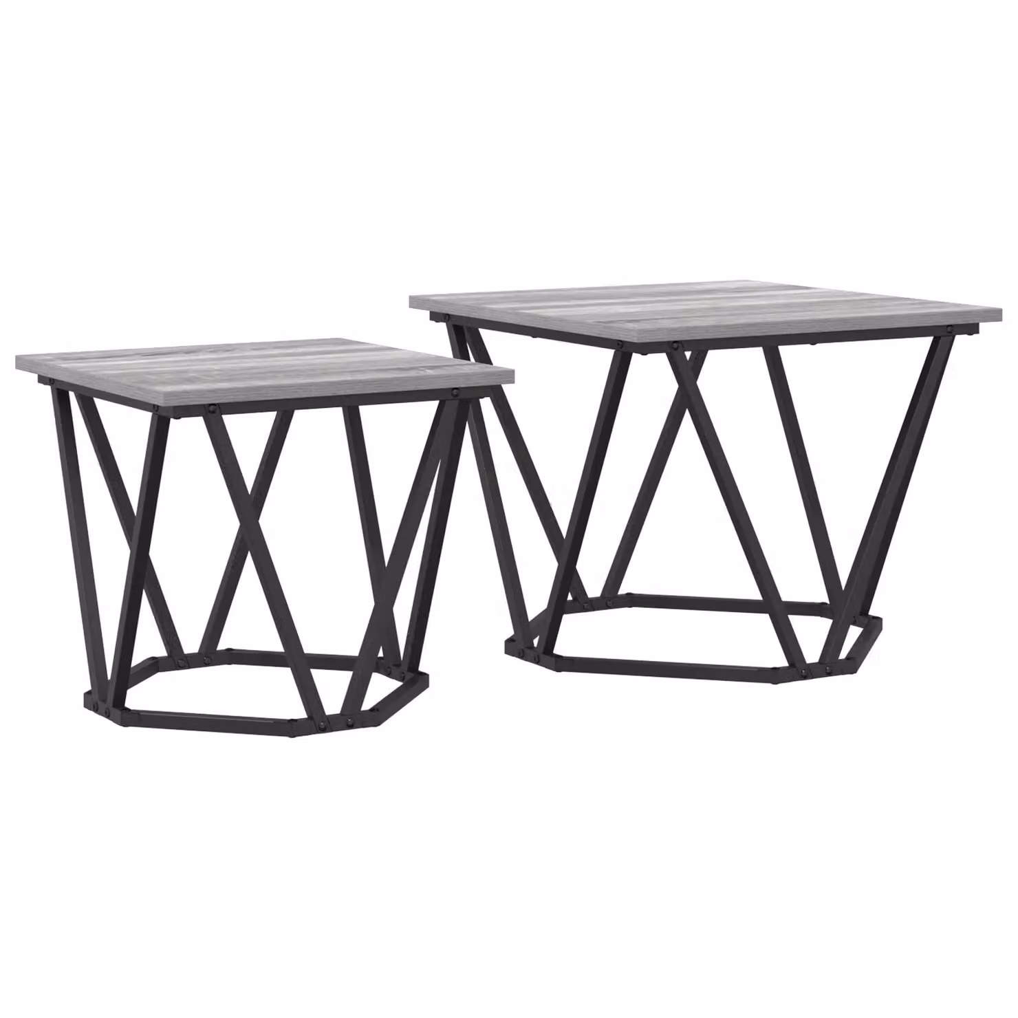 Berkfield Home Grey Sonoma Nested Coffee Tables with Metal X-Frame and Engineered Wood Tops – 2