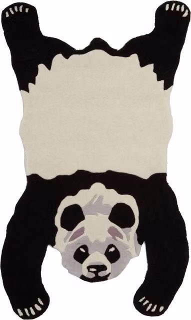 Orsina Kids Panda Hand-Tufted Round Rug in Black and White, Diameter: 100 cm – 2