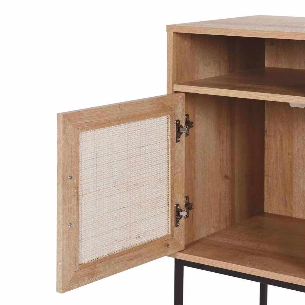 Wyld and Coco Brown Rattan Bedside Table with Powder-Coated Metal Legs, W/D/H: 40 x 40 x 78 cm – 4
