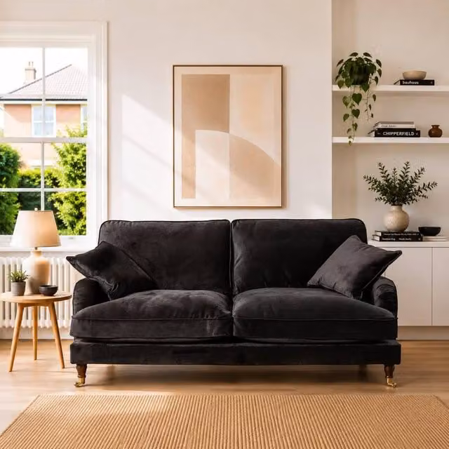 Artemis Home Mackenzie 3 Seat Velvet Sofa in Black