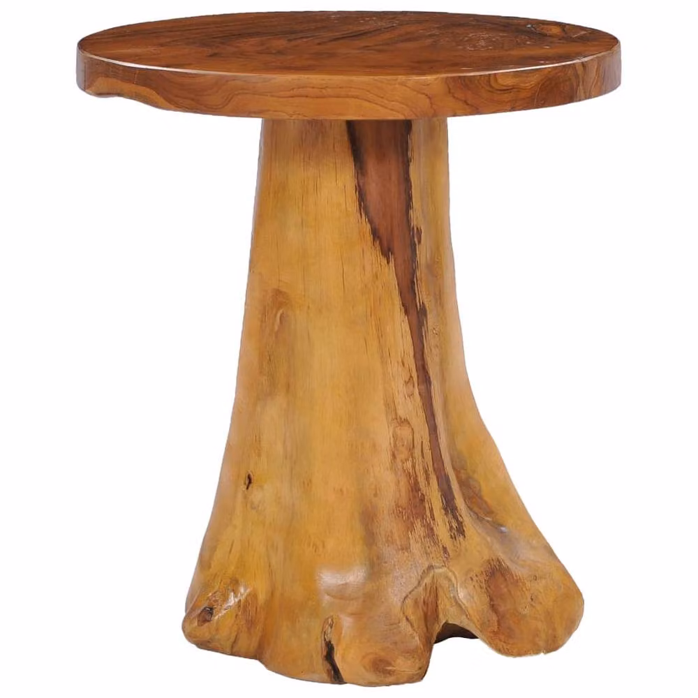 Berkfield Home Round Solid Teak Wood Coffee Table, Brown, W/D/H: 40 x 40 x 40 cm – 2
