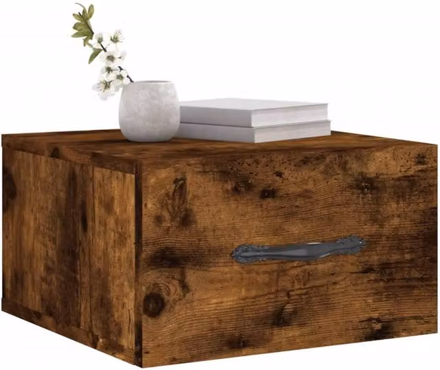 Berkfield Home Decorative Wall-mounted Bedside Cabinets, 2 Piece Set in Smoked Oak Brown, W/D/H: 35 x 35 x 20 cm