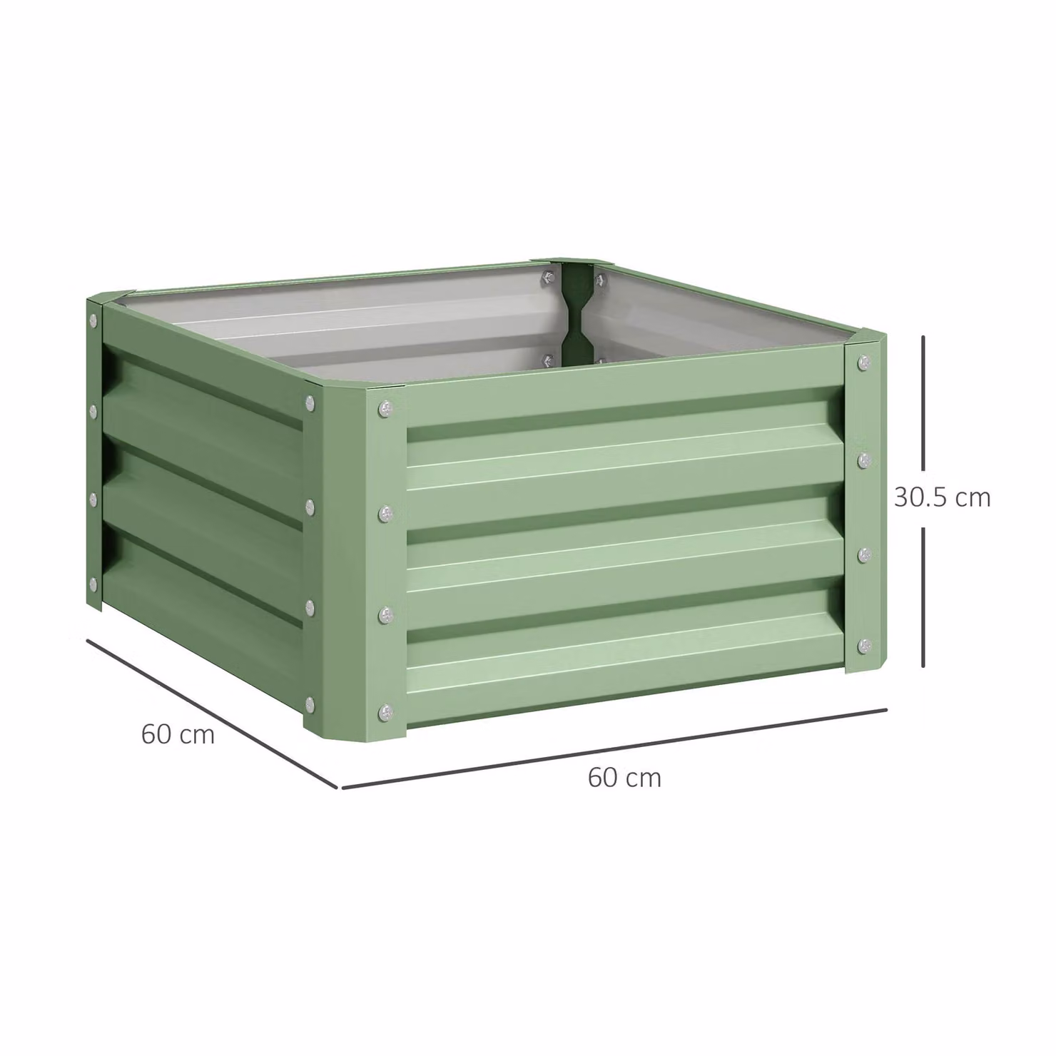 Outsunny Set of Two Green Galvanised Steel Raised Planter Boxes, W/D/H: 60 x 60 x 60 cm – 2