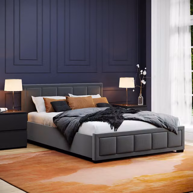Vida Designs Vanita Upholstered Fabric Bed in Grey, W/D/H: 140 x 200 cm