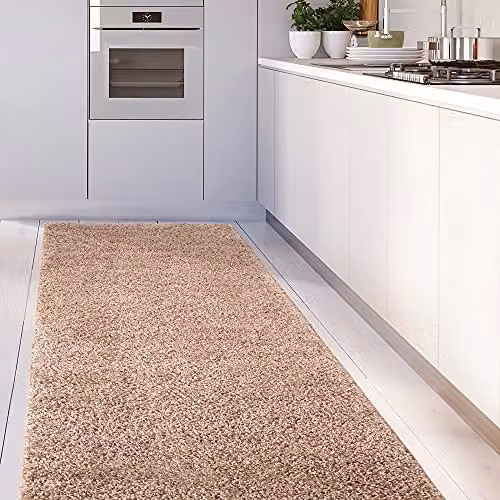 THE RUGS Beige Plain Soft High Pile Shaggy Rug, W/D: 80 x 300 cm – 2
