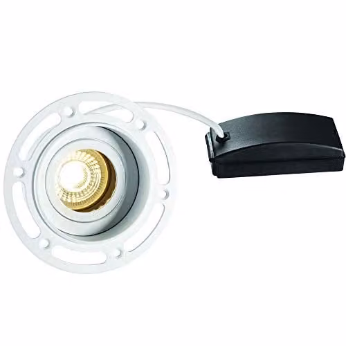 Loops Invisible Plaster Over Round Ceiling Spotlight in Matt White, Adjustable and Dimmable GU10 Recessed Downlight