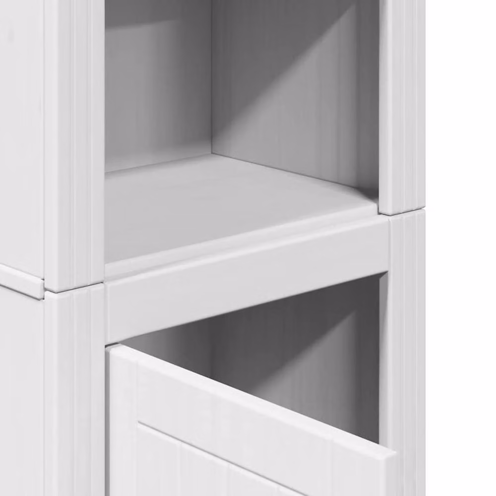 Berkfield Home BODO White Bathroom Cabinet with Hinged Doors and Open Shelf, W/D/H: 44 x 30 x 160 cm – 3