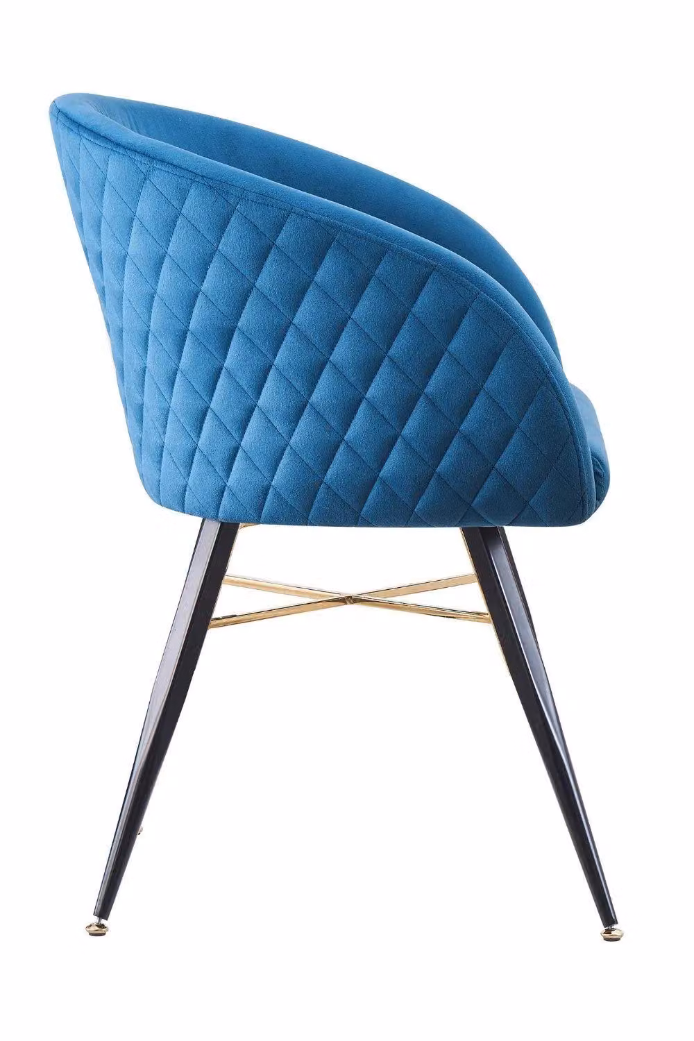 Life Interiors Set of 4 Vittorio Velvet Dining Chairs with Black Metal Legs in Blue – 3
