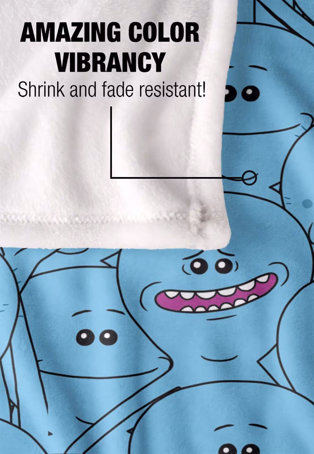 Rick & Morty Meeseeks Crowd Silky Touch Super Soft Microfibre Throw Blanket, White, W: 152 cm, D: 127 cm – 3