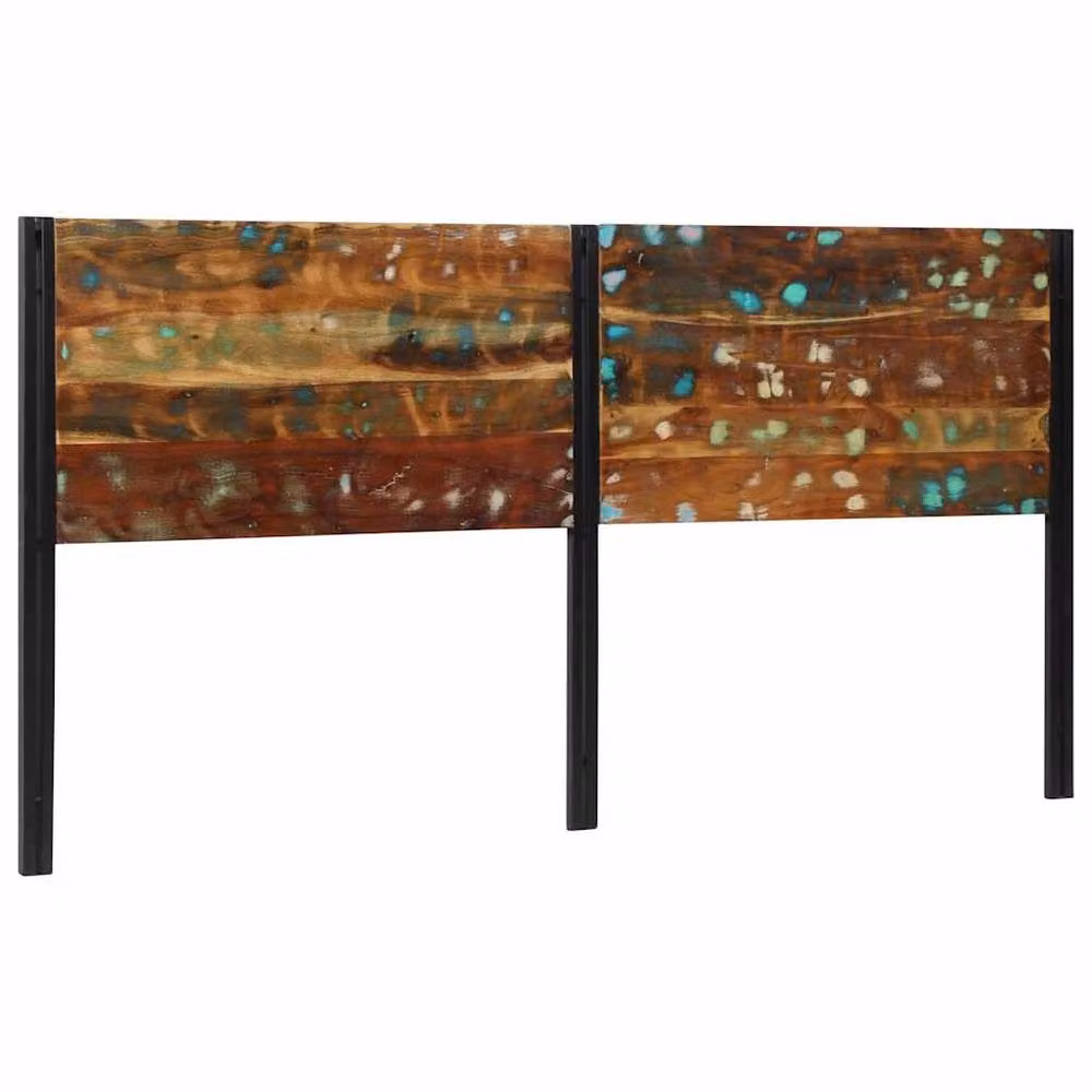 Berkfield Home Industrial Headboard in Brown Reclaimed Solid Wood and Iron, Width: 200 cm – 2