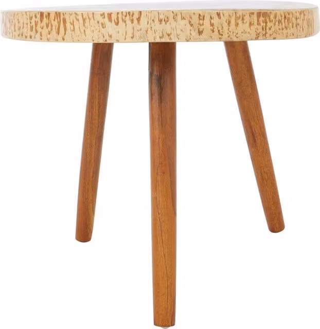 Orsina Rustic Round Solid Wood Side Table in Brown – 1