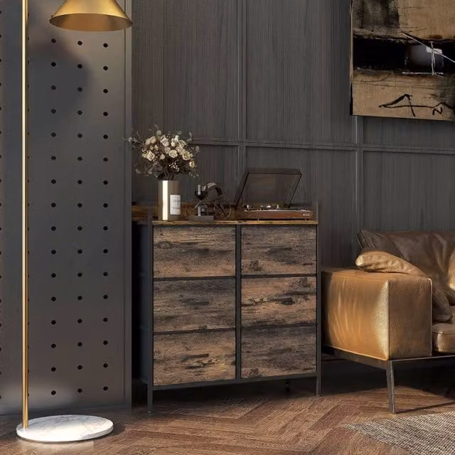 STILVORA Industrial Chest of Drawers with Metal Frame in Rustic Brown