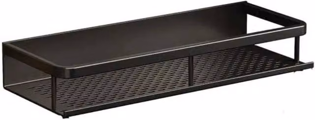 KORVIXA Wall-Mounted Black Metal Bathroom Storage Shelf