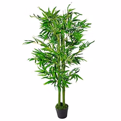 Leaf Design UK Realistic Artificial Green Bamboo Tree, Height: 120 cm