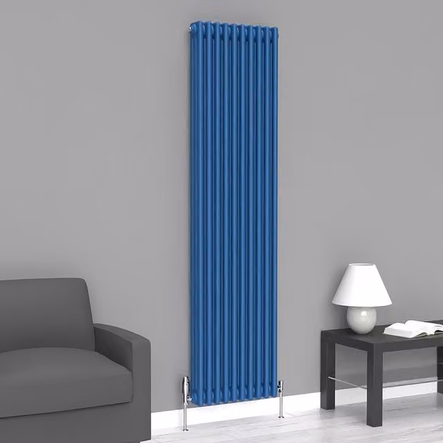 Lux Heat Vertical Coloured Column Radiator in Galaxy Blue, H 180 cm x W 47 cm