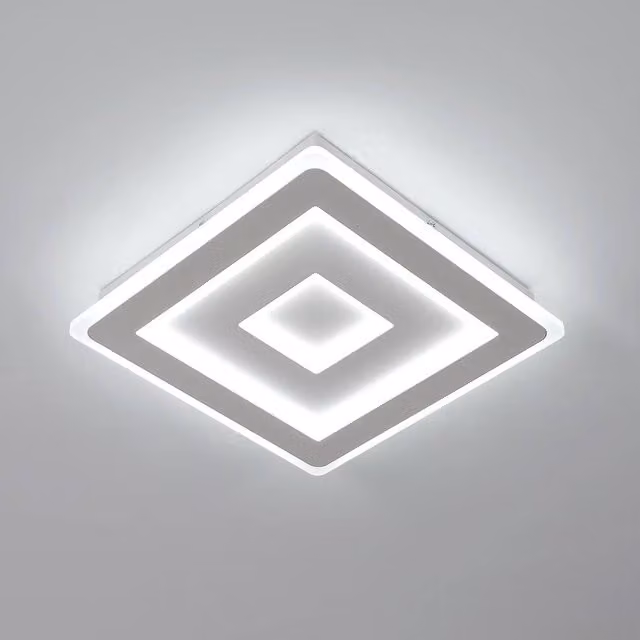 Pheashine White 3-Tier Square LED Ceiling Light, 42W, 6500K Cool White, Diameter: 30 cm