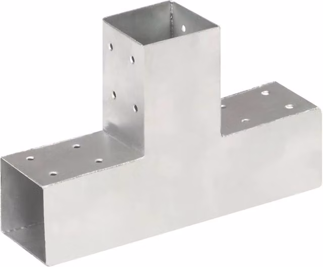 Berkfield Home T-Shape Post Connectors, 4 Pack, Galvanised Metal, Silver, 71 x 71 mm