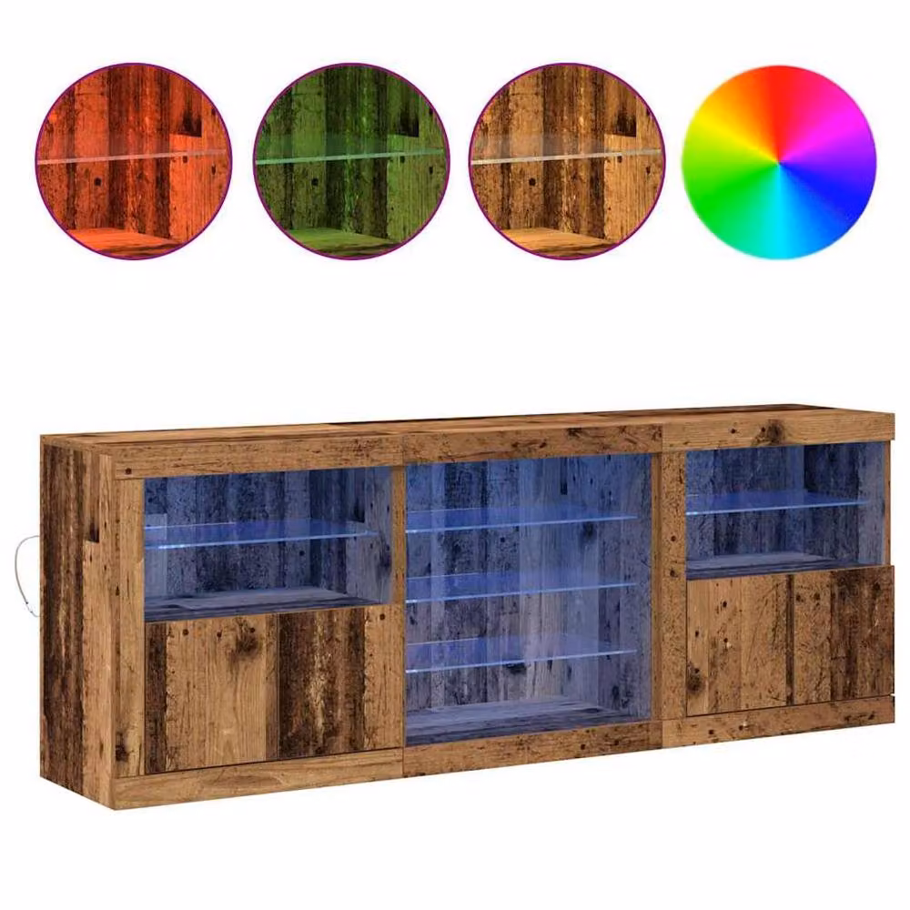 Berkfield Home Rustic Brown Sideboard with Integrated LED Lights, W/D/H: 181.5 x 37 x 67 cm – 4
