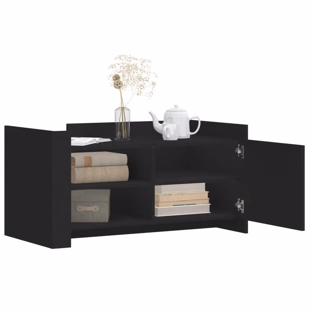 Berkfield Home Black Modern Coffee Table in Engineered Wood W/D/H: 100 x 50 x 50 cm – 3