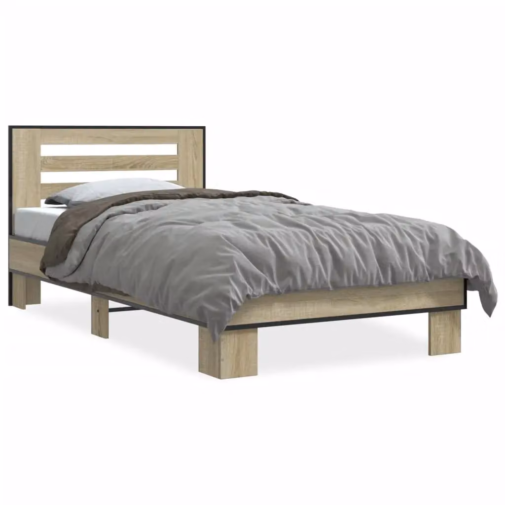 Berkfield Home Sonoma Oak Small Single Bed Frame in Brown, W/D/H: 75 x 190 cm – 2