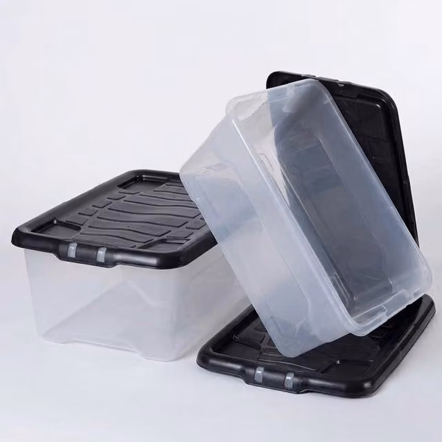 Storm Trading Group 2 Pack 30L Stackable Underbed Storage Boxes with Lids, Transparent