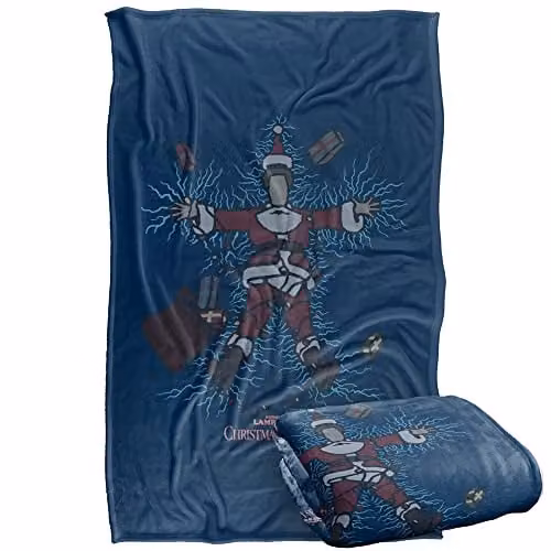 Warner Bros. Christmas Vacation Clark Griswold's X-Mas Lights Super Soft Silky Feel Fleece Blanket, Multicolour, W: 91.44 cm x D: 147.32 cm – 1