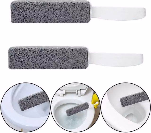 PAWNORA Grey Long Stick Toilet Bowl Cleaning Brush with Ceramic and Plastic Components