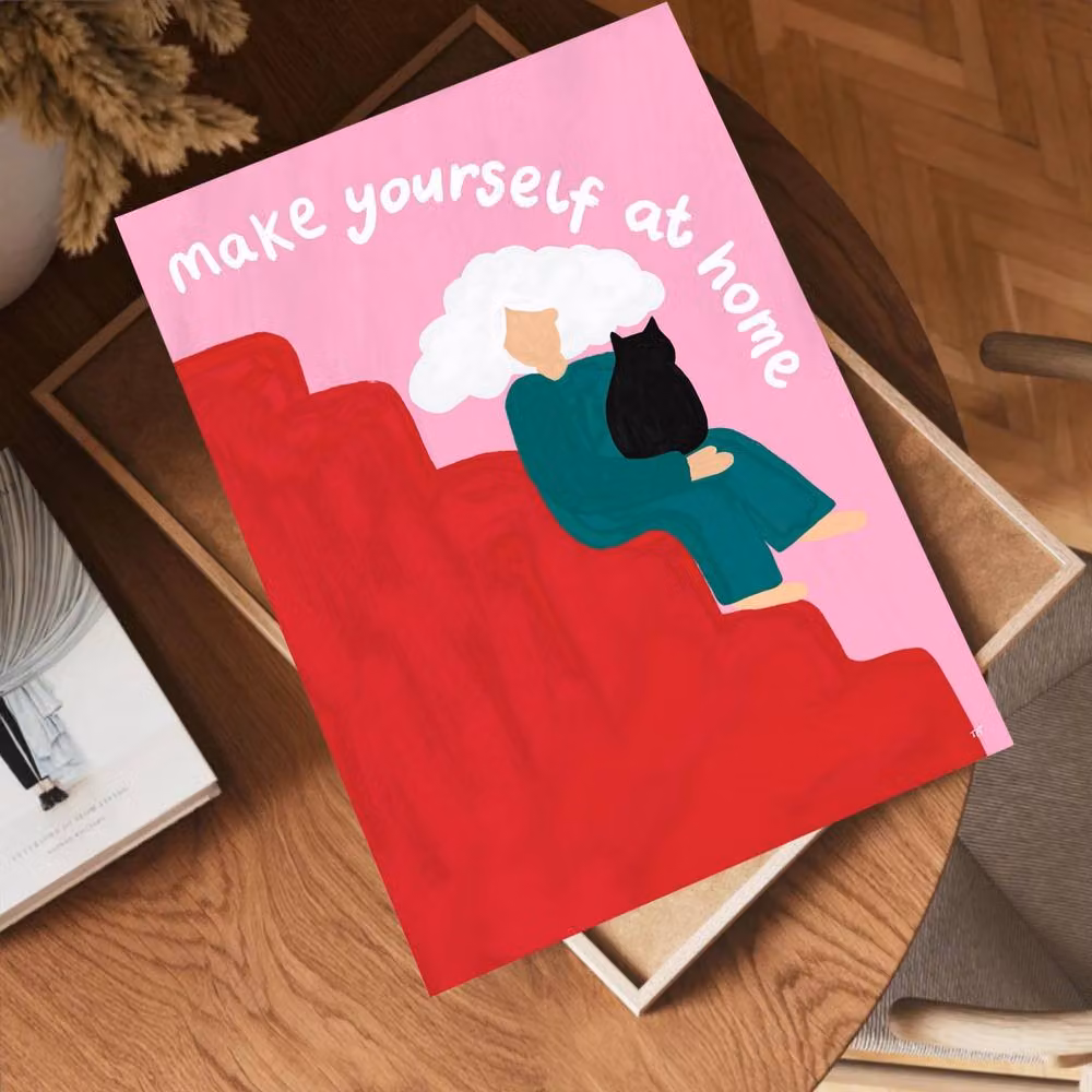 The Paper Tail Make Yourself At Home Multicolour Paper Poster, Size: 21.0 x 29.7 cm – 2