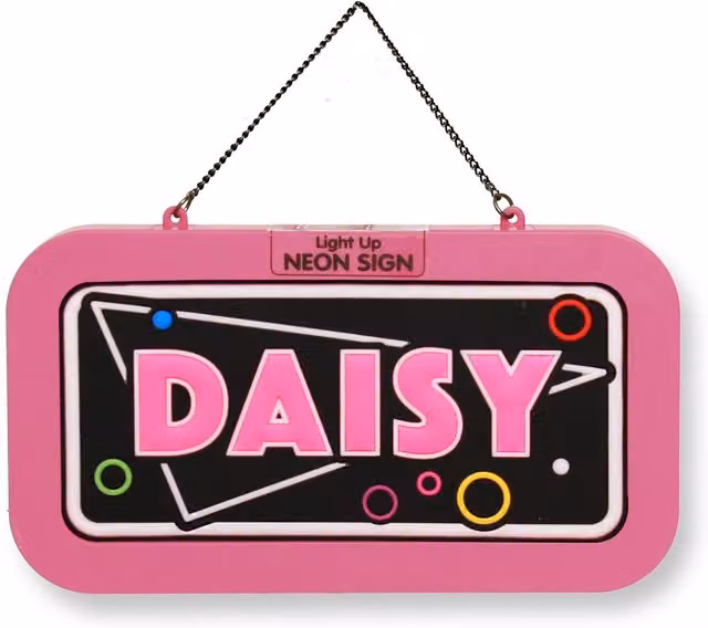 History & Heraldry Daisy Pre-personalised Light-Up Neon Bedroom Sign in Black and Multicolour