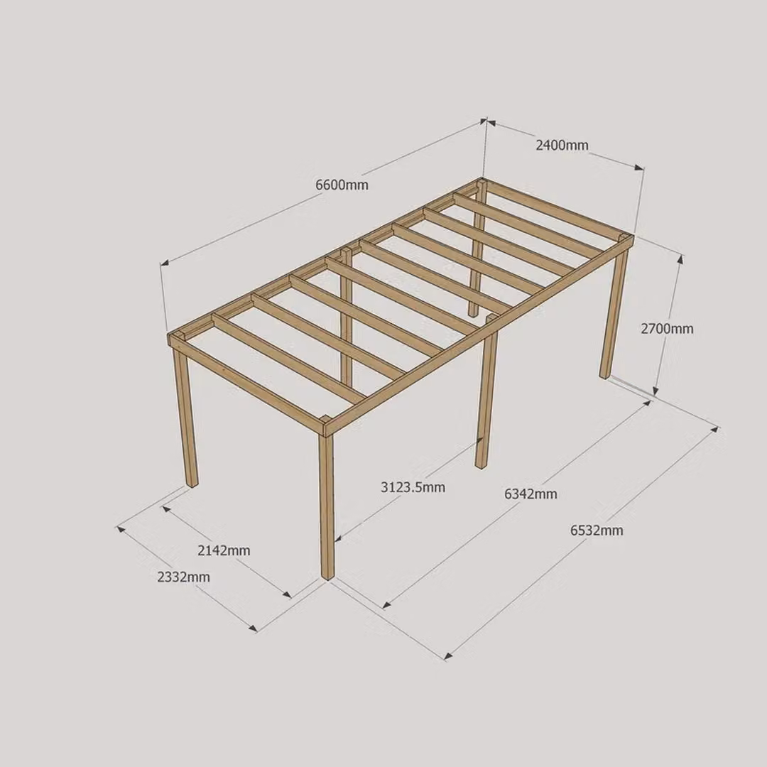 Rutland County Garden Furniture Ltd 6 Post Garden Pergola in Rustic Brown Wood, W: 660 cm, D: 240 cm, H: 270 cm – 4