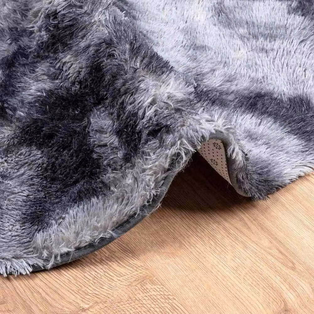 Berkfield Home NAVARRA Shaggy High Pile Round Rug in Dark Grey, Diameter: 100 cm – 4