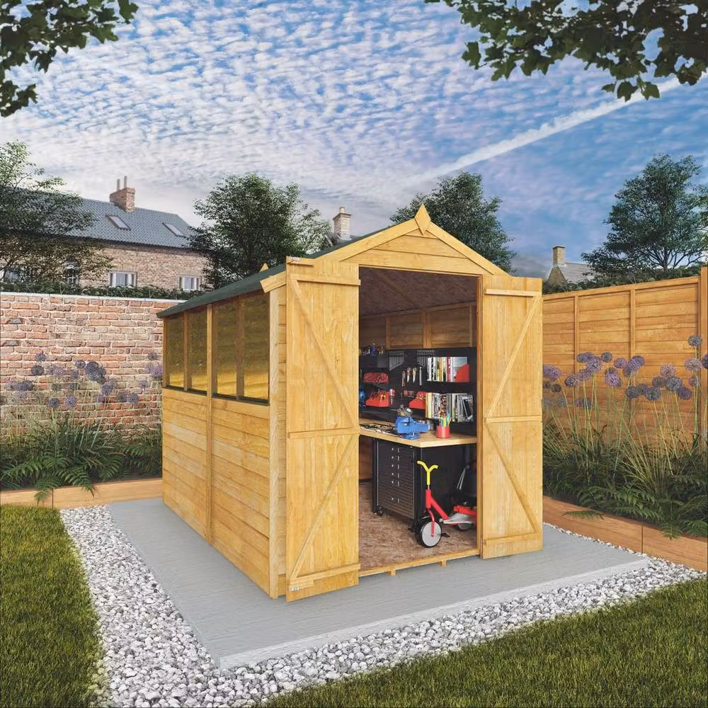 Mercia Double Door Overlap Apex Wooden Shed in Brown, W: 190.5 cm, D: 240.4 cm, H: 198.6 cm – 5