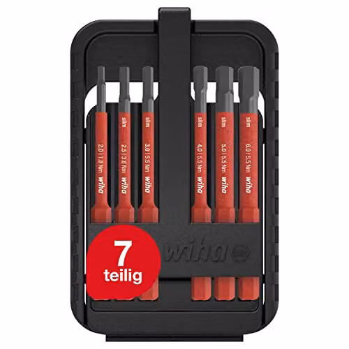Wiha slimBit Electric Hex Screwdriver Bit Set, 6 Piece, Red – 1