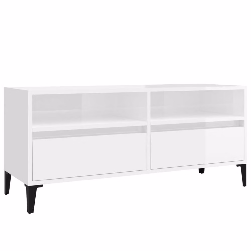 Berkfield Home Modern High Gloss White TV Cabinet W/D/H: 100 x 34.5 x 44.5 cm – 2
