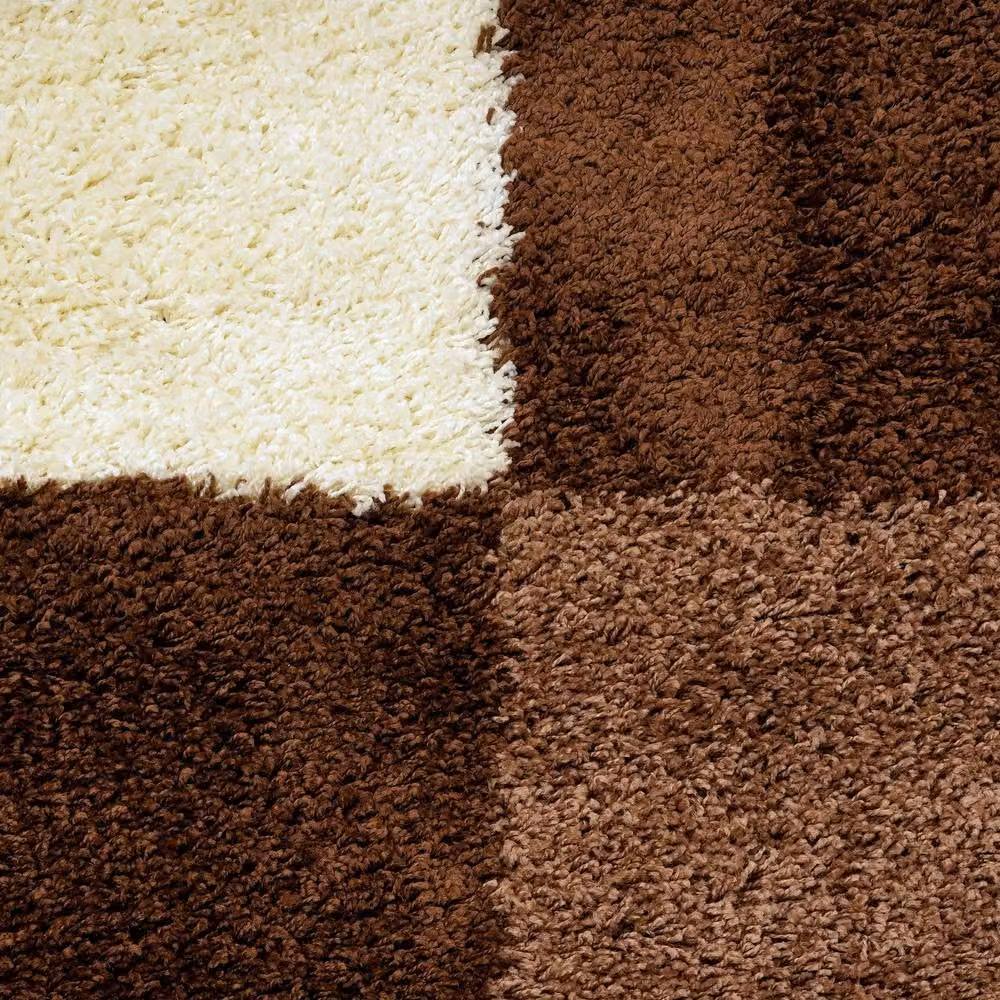 Bravich LTD California Checked Thick Shaggy Rug in Brown, W: 60 cm, D: 110 cm – 5