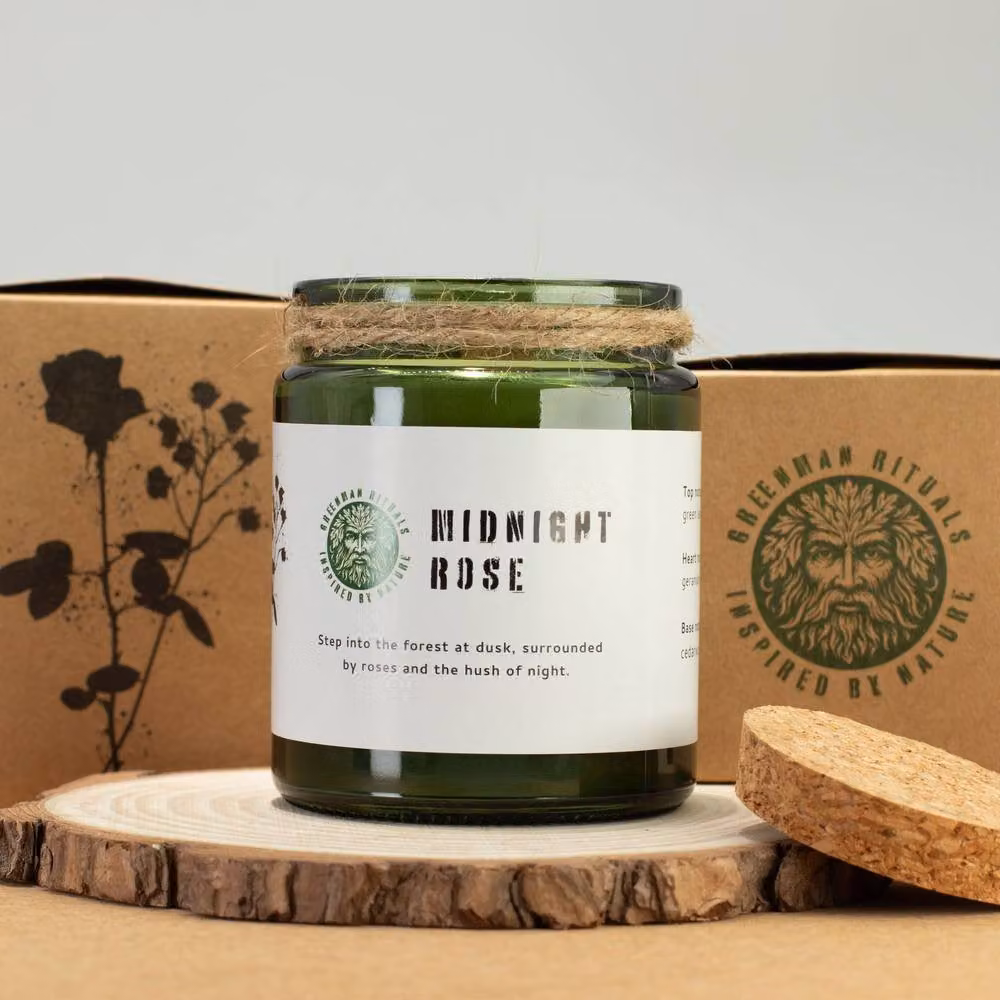 Serenityy Midnight Rose Soy Candle in Green with Natural Woodwick – 4