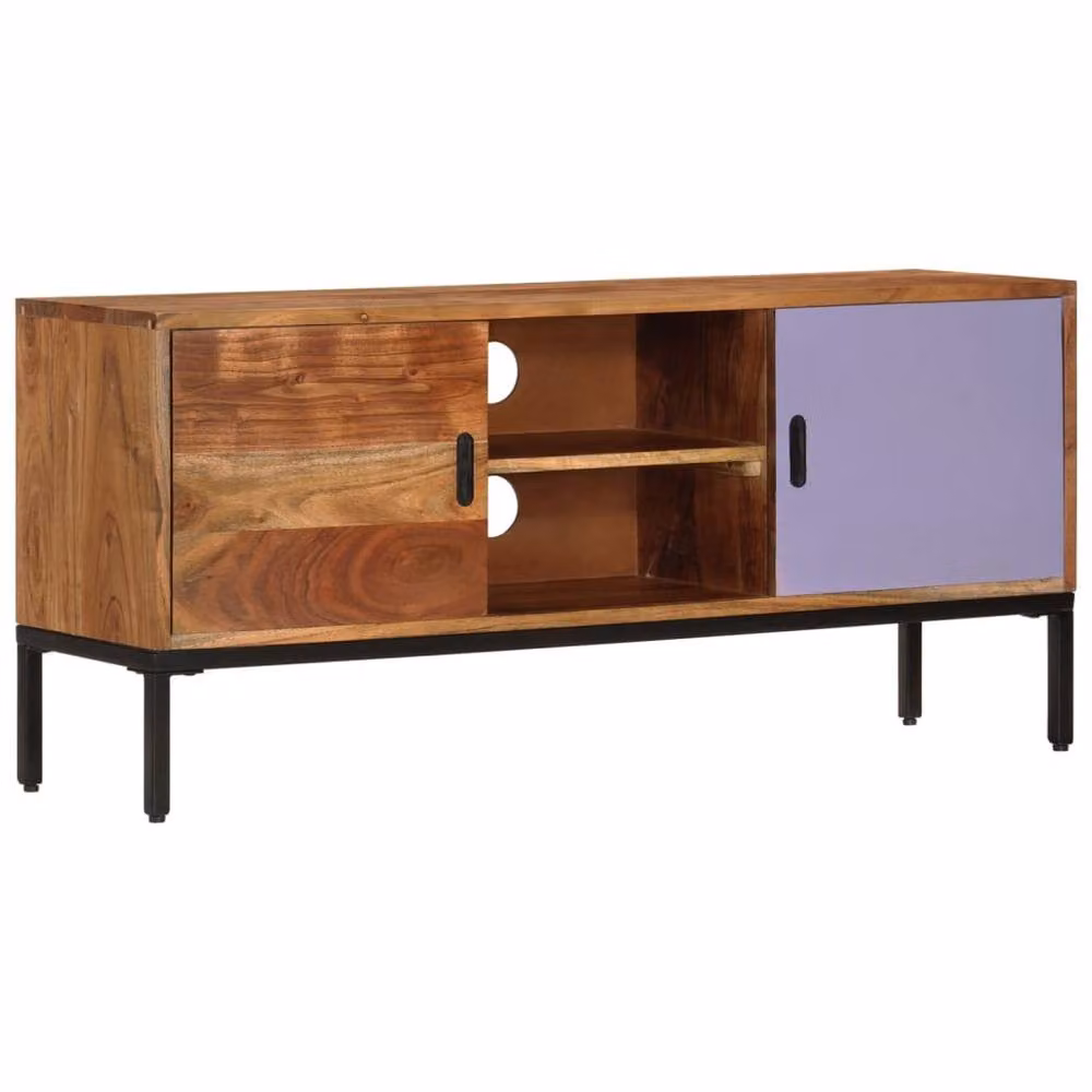 Berkfield Home TV Cabinet in Honey Brown and Grey, Solid Acacia Wood, W/D/H: 110 x 30 x 50 cm
