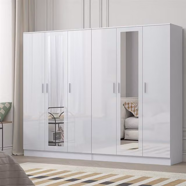 Reflect 2 Piece Wardrobe Bundle, White Gloss and Matt White, H: 180 cm x W: 224 cm x D: 47 cm